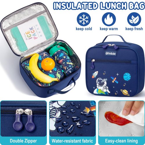 Fimibuke Kids Backpack for School Boys - 3 PCS Waterproof Teen Boy Backpack with Lunch Box & Pencil Pouch Set, School Bag Bookbag Daypack for Kindergarten Elementary Middle School, Age 5+(Dinosaur)