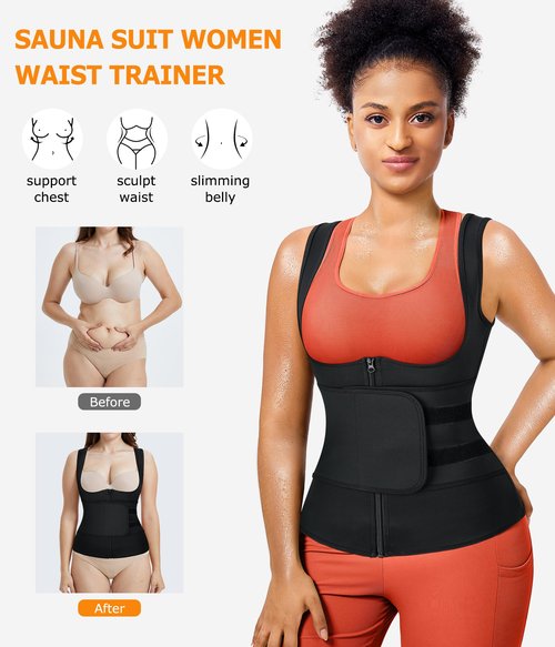 TrainingGirl Sauna Sweat Suit for Women Waist Trainer Workout Faja Weight Vest Body Shaper Shirt Band