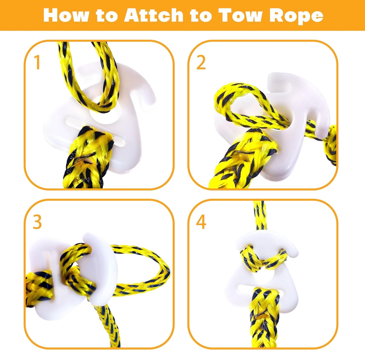 2PCS Boat Towable Tube Rope Quick Connector,Tow Rope for Tubing Connector, Water Towable Connector for Water Skiing, Boating, Wake Boarding with Seadoo, Jet Ski, Waverunner