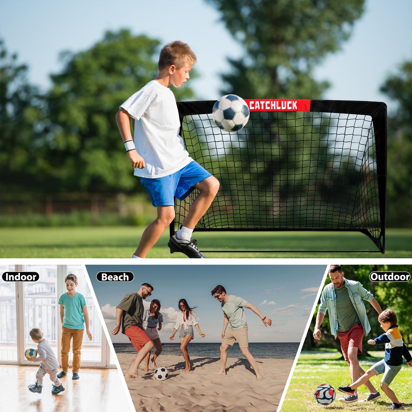 JY Design Pop Up Soccer Goal, Portable Soccer Net for Backyard Soccer Goal Post 3X4ft Target for Indoor Outdoor, Turquoise-100x80x80