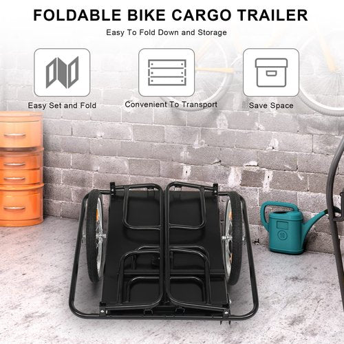 PEXMOR Foldable Bike Cargo Trailer with Universal Bike Hitch, Bicycle Wagon Trailer with 16" Wheels & Reflectors, Large Loading Bike Trailer Storage Cart