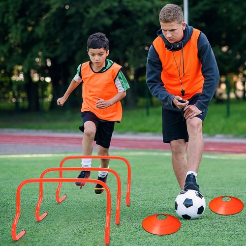 Gemscream 12 Pcs 12 Inch Agility Hurdles Training Equipment Agility Hurdles and Marker Cone Set Disc Cones Speed and Training Obstacle for Athletes Sports Soccer Football Tennis Basketball(Orange)