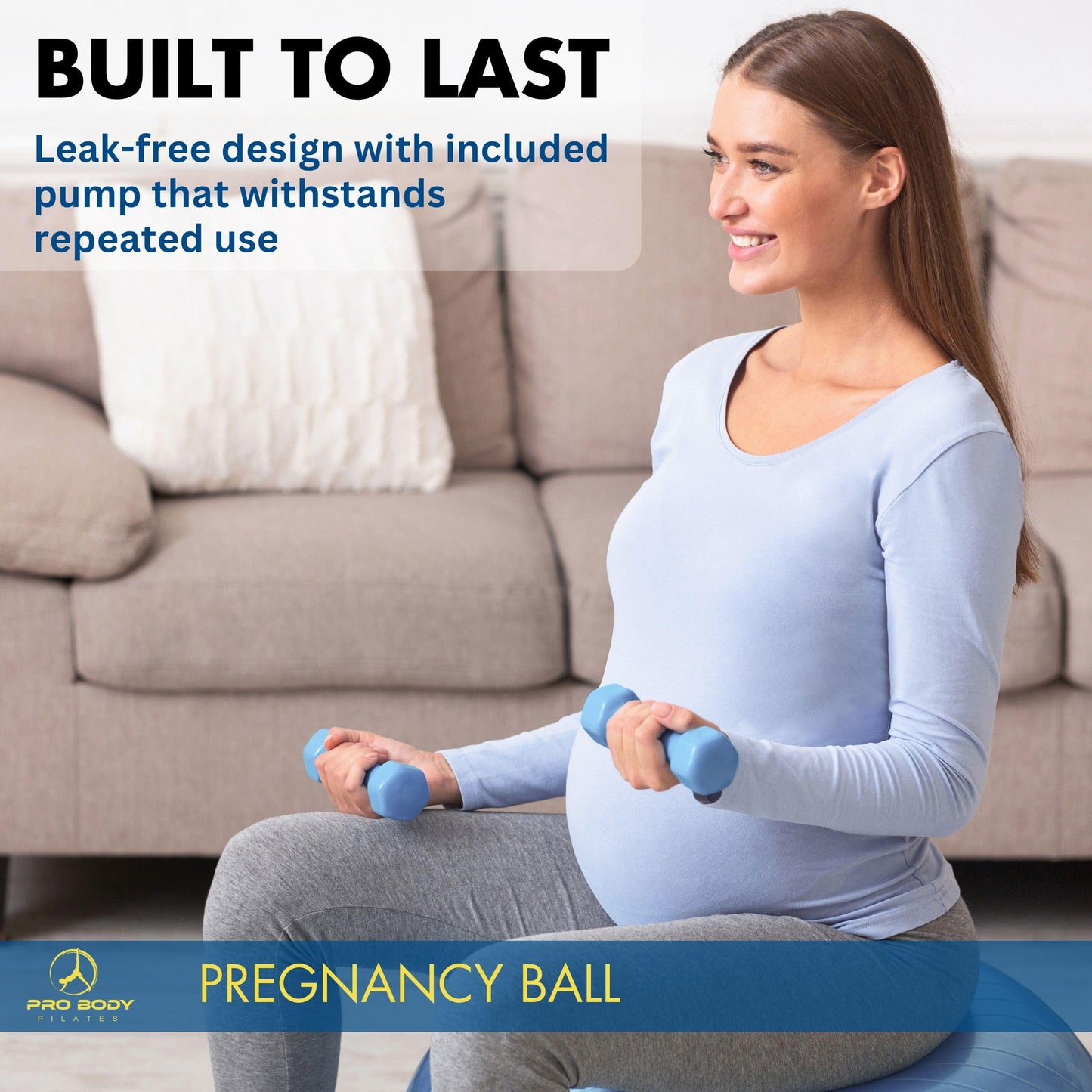 ProBody Pilates Pregnancy Ball - Yoga Ball for Pregnancy with Book, Prenatal, Labor & Postnatal Maternity Exercise (Lilac, 65 cm)