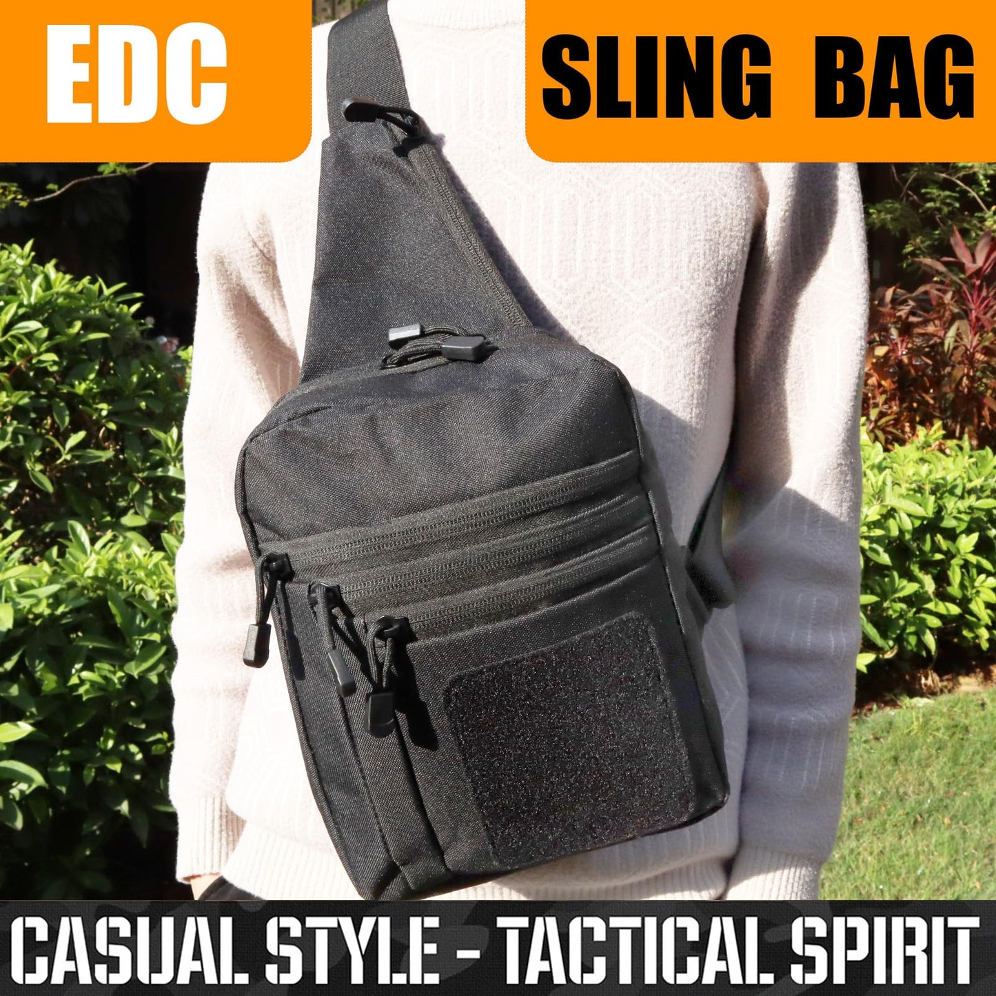 YUNCAIMAOYI Concealed Carry Bag for Men - Ccw Sling Bag - Tactical Crossbody Bag (Black)