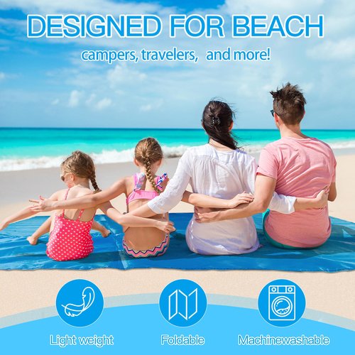 CQSYWQING Beach Blanket Waterproof Sandproof Beach Mat for 2-4 Adults Quick Drying Outdoor Picnic Mat Beach Accessories， Carry Bag – Lightweight Portable for Beach Camping, Picnic. (83in*79in)