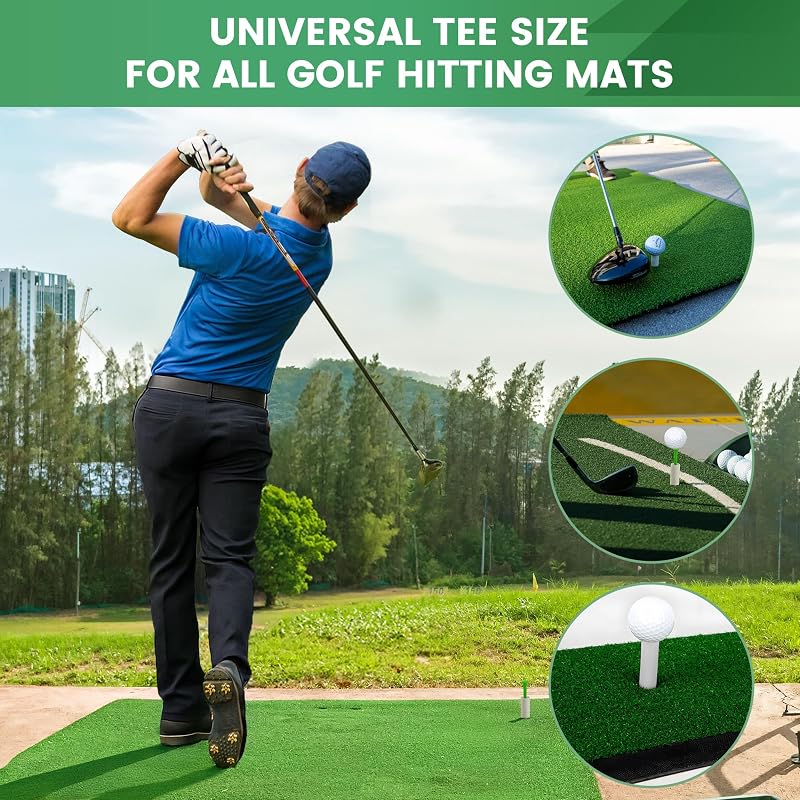 Rubber Golf Tees for Mats – Mixed Sizes, 32 Pc Set for Driving Range & Indoor Practice