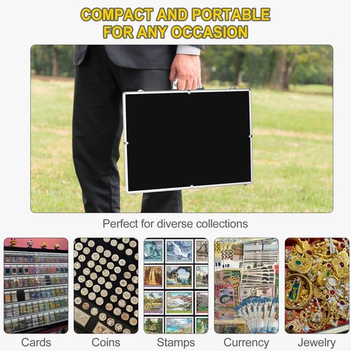 Trade Show Display Case – 34"x22" Large Aluminum Locking Tabletop Showcase for Trading Cards, Sports Cards, TCG, Jewelry – Lightweight & Portable for Exhibitions, Conventions, and Collectibles