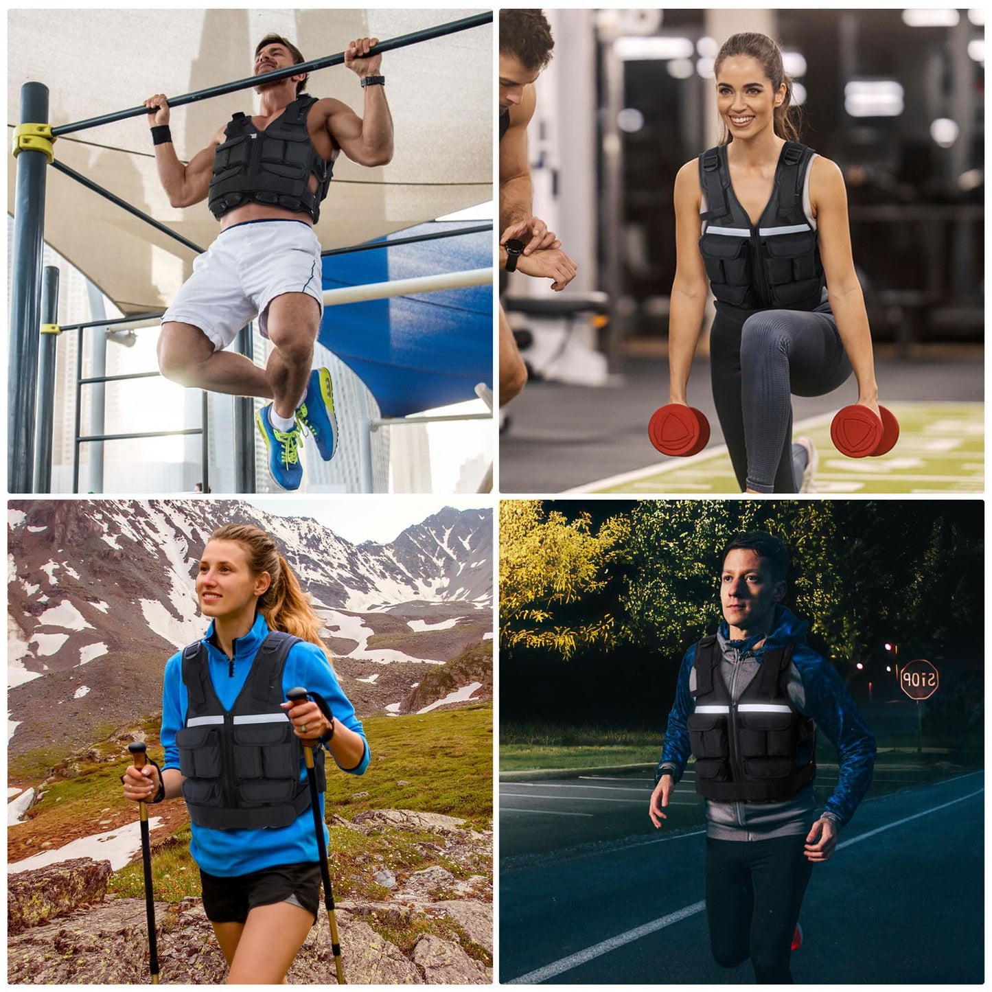 Sportneer Adjustable Weighted Vest Weights: 2-18 lbs/2-42 lbs Washable Weight Vest for Walking 16 In 1 Fast Adjust Rucking Vest for Women and Men Home Gym Running Jogging Strength Training Vests