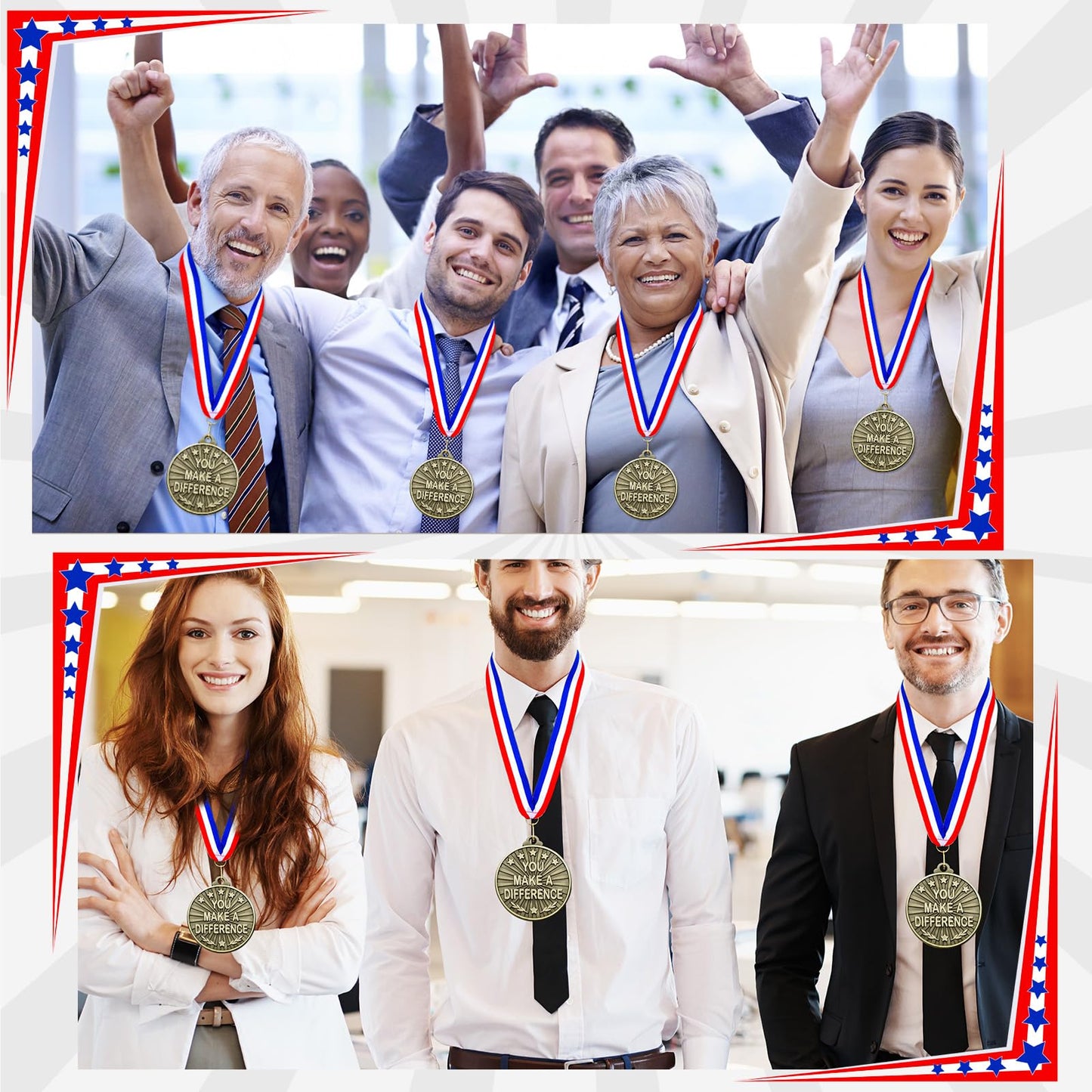 Quelay 30 Pcs 2'' Gold Awards Medals Bulk Winner Medals with Neck Ribbons Encourage Team Participation for Adults Trophy Award Prize Gift Competitions Graduation Party(Make A Difference)