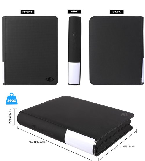 AUSIIBTO Top Loaders Binder, Holds 288 Top Loaders, Side-Loading Pages Design Compatible for 3" x 4" Toploaders 35pt Card Sleeves, Collectible Football, Baseball Trading Card Albums