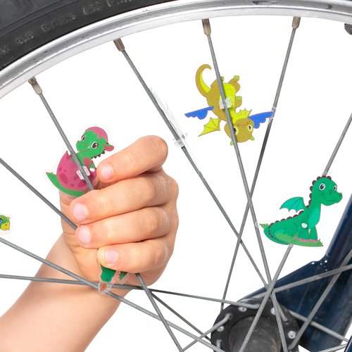 Bike Wheel Spoke Accessories for Kids – Fun Bicycle Decorations & Attachments for Boys & Girls - Party Favors, Goodie Bag Stuffers, Outdoor Toys – Dinosaur Theme, Pack of 36