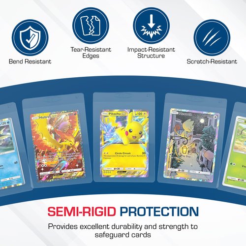 BCW Semi Rigid Card Holder #1 | 100 Pack | Semi Rigid Card Sleeves for Grading | PSA Submission Card Savers I for Sports, Pokémon, and Memorabilia Cards