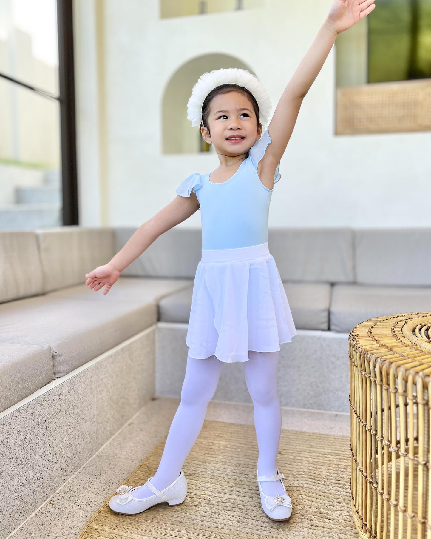 Stelle Girls' Ultra Soft Pro Dance Tight/Ballet Footed Tight(Toddler/Little Kid/Big Kid),WT,XS White