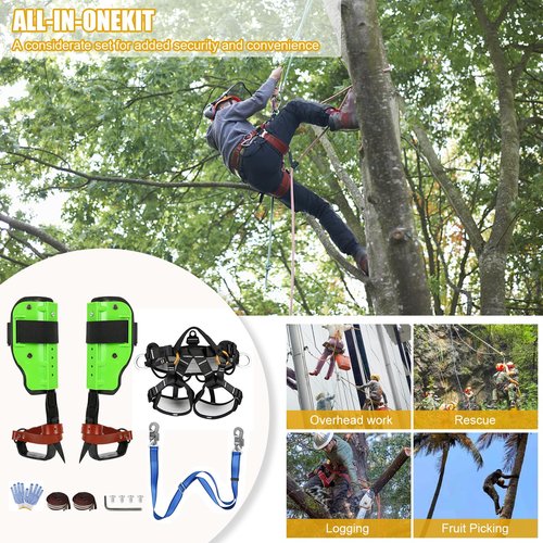 ZIAERKOR Tree Climbing Gear Non-Slip with Adjustable Climbing Belt, Tree Climbing Spikes for Tree Work Thickened Steel Professional Tools Arborist Climbing for Picking Fruit, Logging