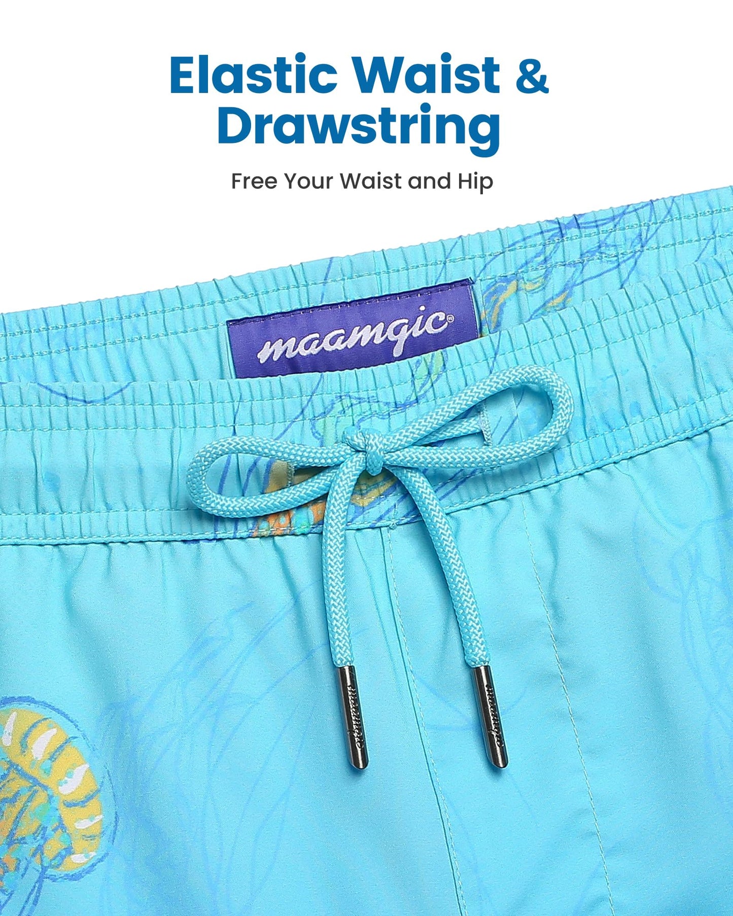 maamgic Mens Swim Trunks with Compression Liner 5 Inch, Quick Dry Bathing Suit with Zipper Pockets, Stretch No-Chafing Swim Shorts, Medusa Small