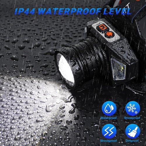 WARKAR LED Headlamp Flashlight, 1100 Lumens Super Bright Rechargeable Headlight with White Red Light | 9 Modes | Zoomable | Waterproof Motion Sensor Head Lamp for Camping Running Hunting Car Repair