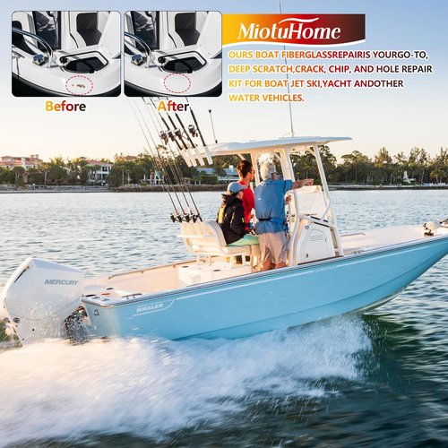 MiotuHome Marine Fiberglass Repair Kit for Boats, Gel Coat Repair Kit for Boats, Fiberglass Boat Repair Kit, Epoxy Filler for Boats, (White)