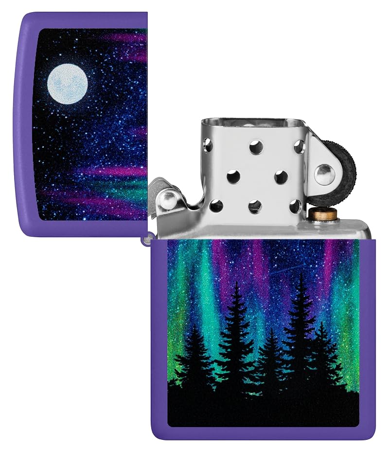 Zippo Northern Lights Design Purple Matte Pocket Lighter