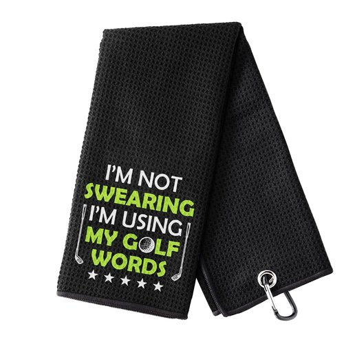 PIUFAM Embroidered Golf Towel, I'm Not Swearing I'm Using My Golf Words Funny Golf Towel, Golf Accessories for Men, Golf Gift for Men, Gift for Dad Grandpa Golf Lover Golf Fan Birthday Father's Day