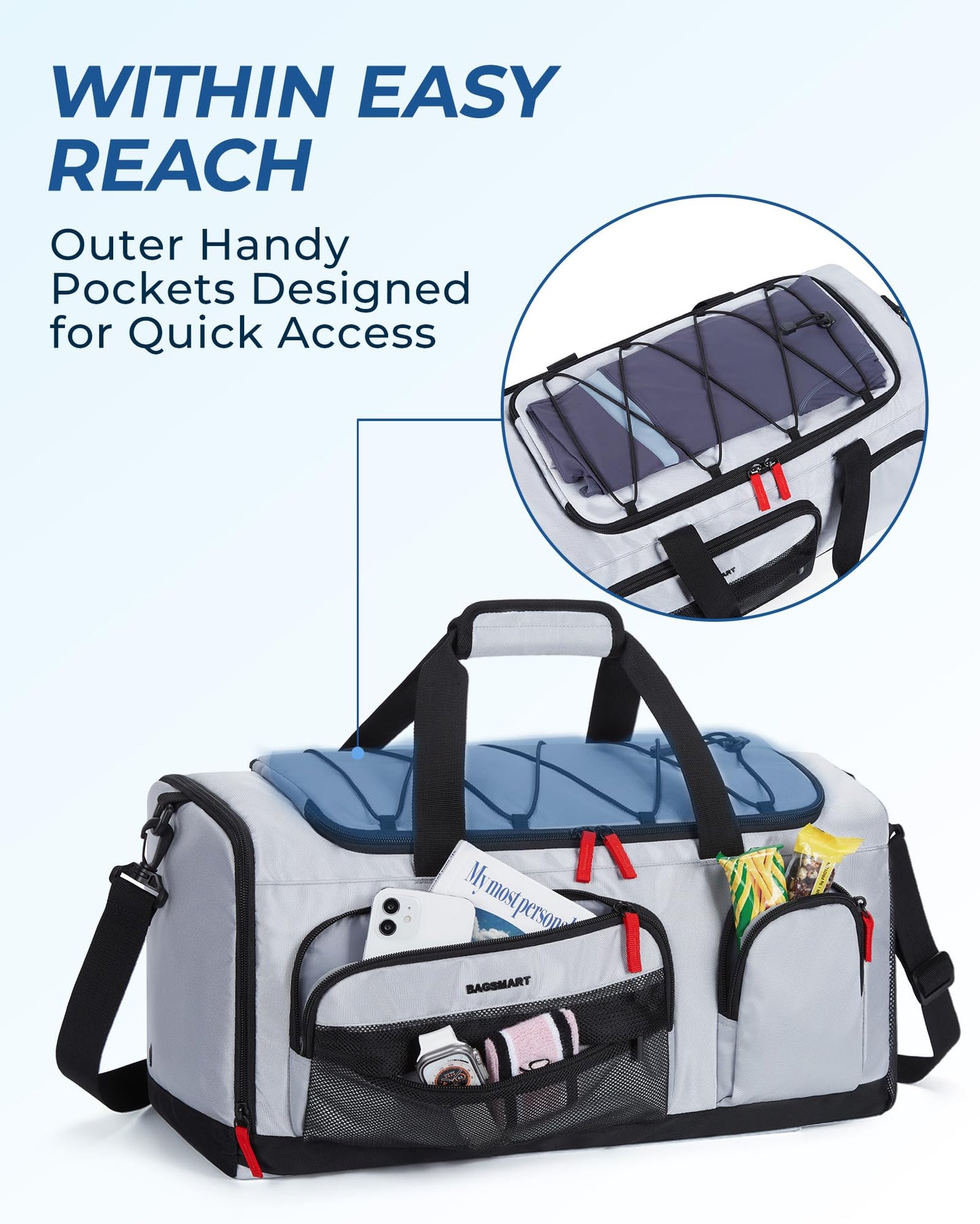 BAGSMART Gym Bag for Men, Athletic Sports Backpack Travel Hiking Duffel