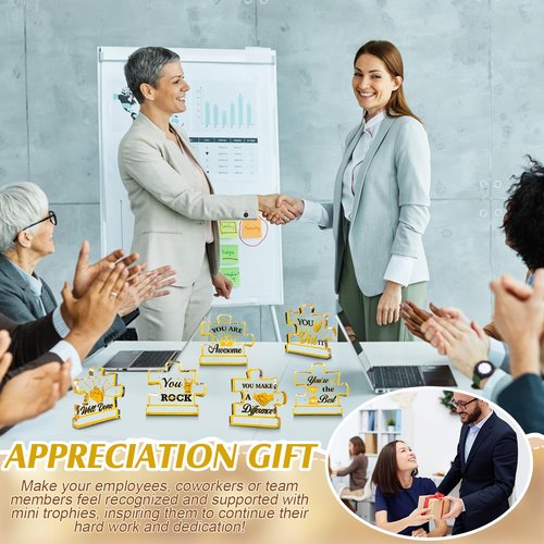 Geelin 10 Pcs Appreciation Acrylic Awards Puzzle Trophies Employee Appreciation Gifts Bulk Mini Thank You Award Trophy for Adults Students Team Teacher Classroom Favors Office Decorations