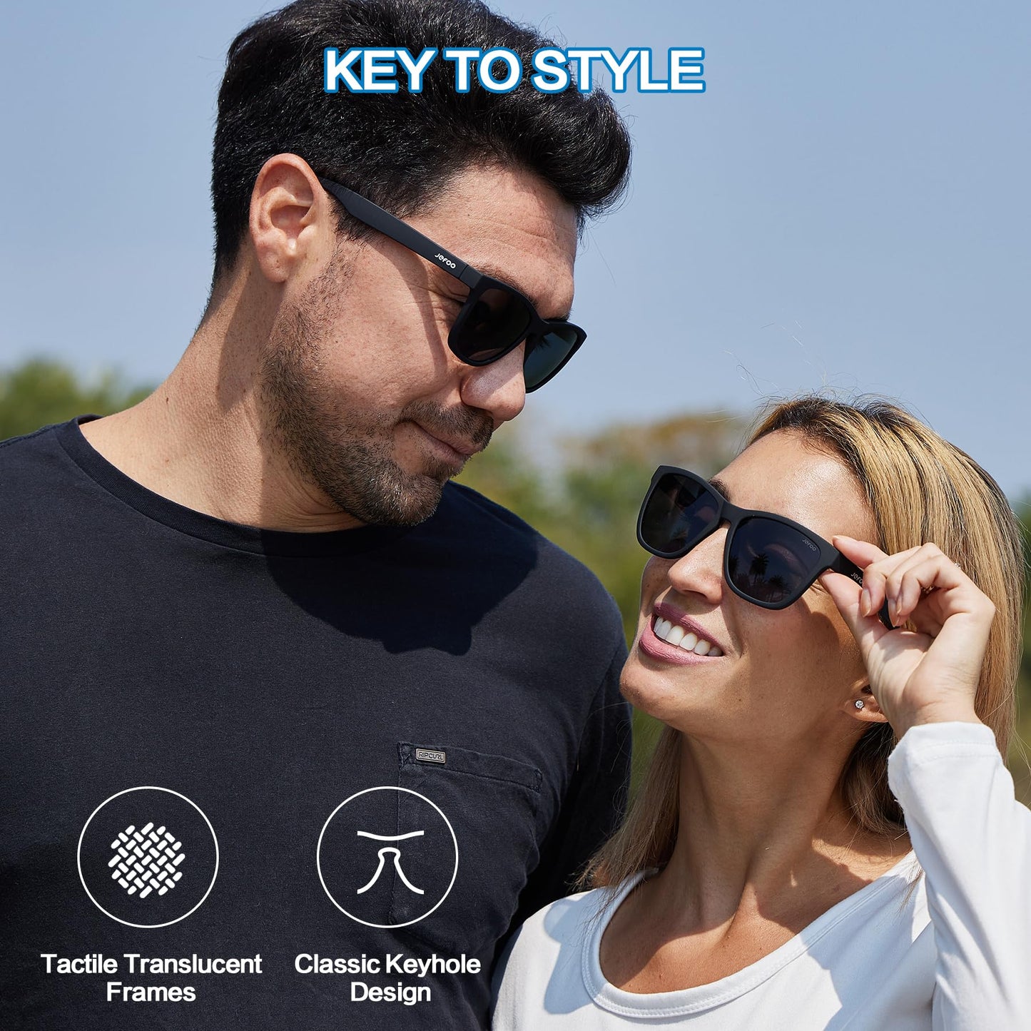 Jefoo Polarized Sports Sunglasses for Women Men Running Retro Trendy Sun Glasses UV400 Protection Tangle Free