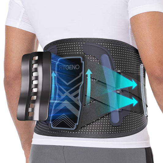 Fit Geno Back Brace for Lower Back Pain Relief: Adjustable Support with Ergonomic Lumbar Pad for Herniated Disc Sciatica and Lumbar Strain - Breathable Design for Men & Women (2XL/3XL/4XL)