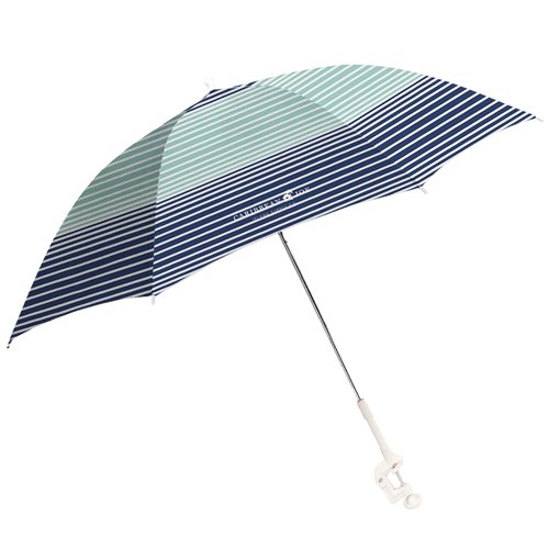 CARIBBEAN JOE Clamp On Umbrella for Beach Chair, Adjustable and Universal, UV Protection, 48 Inch Arc, Horizon Stripe