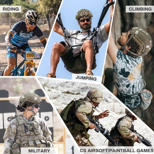 Tactical Airsoft Paintball Fast Helmet with Helmet Cover, PJ Type Tactical Multifunctional Protective NVG Mount for Military Sports Hunting Shooting (Tan(M))