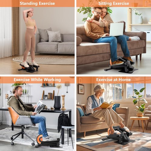 ANCHEER Under Desk Elliptical Exercise Machine,Standing or Seated Ellipse Leg Exerciser with 8 Level Resistance,Portable Exercise Equipment with LCD Display Monitor,Fully Assembled
