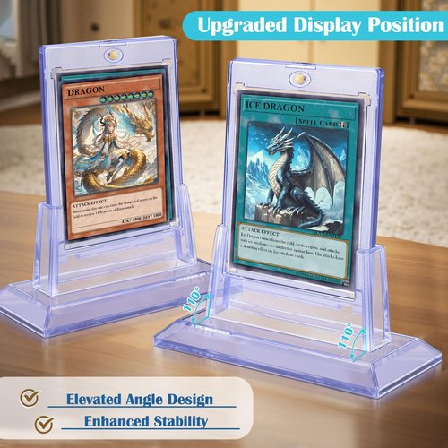 Magnetic Card Holders for Trading Cards, 35pt Acrylic Baseball Card Holders Display Case Fit for Sports Cards, TCG MTG Cards, Hard Plastic Card Protectors with Card Stands (1 Holder & 1 Stand)