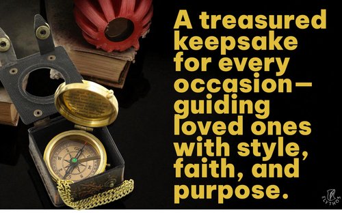 Antique Handmade Brass Compass with Leather Case – “Trust in The Lord” – Birthday, Wedding, Anniversary, Baptism, Confirmation, First Communion, Retirement Gift for Husband, Boys, Son, Men, Women
