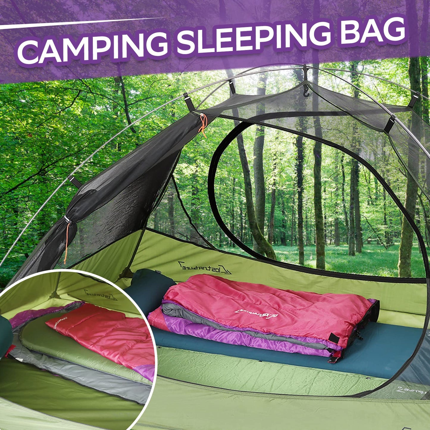 Clostnature Sleeping Bag for Adults and Kids - Lightweight Camping Sleeping Bag for Girls, Boys, Youths, Ultralight Backpacking Sleeping Bags for Cold Weather - Storage Sack Included(Left Zipper)