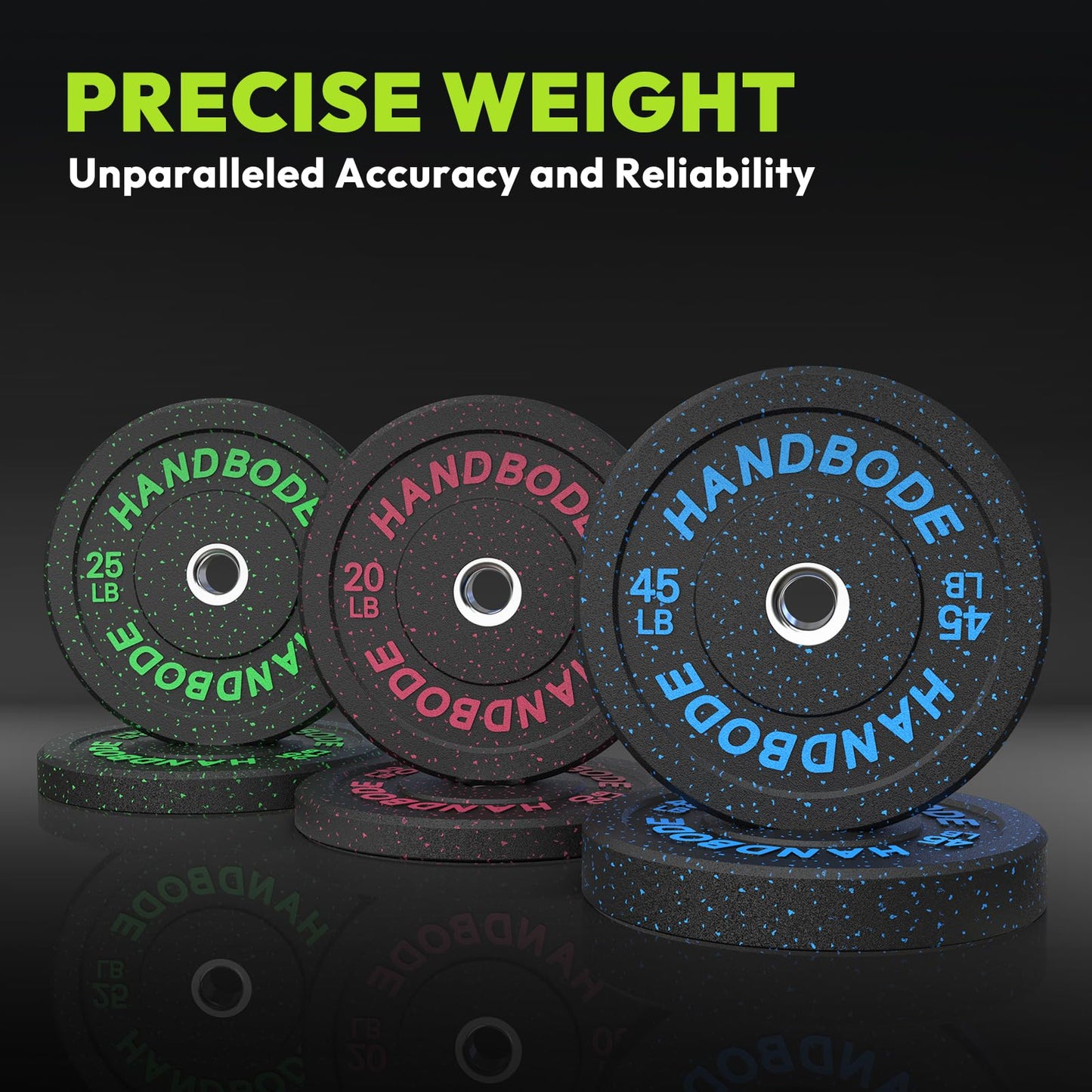 HANDBODE Bumper Plates High-Bounce Olympic Weight Plates, Colored crumb rubber plate for Weight Lifting and Strength Training 160 LB Set A