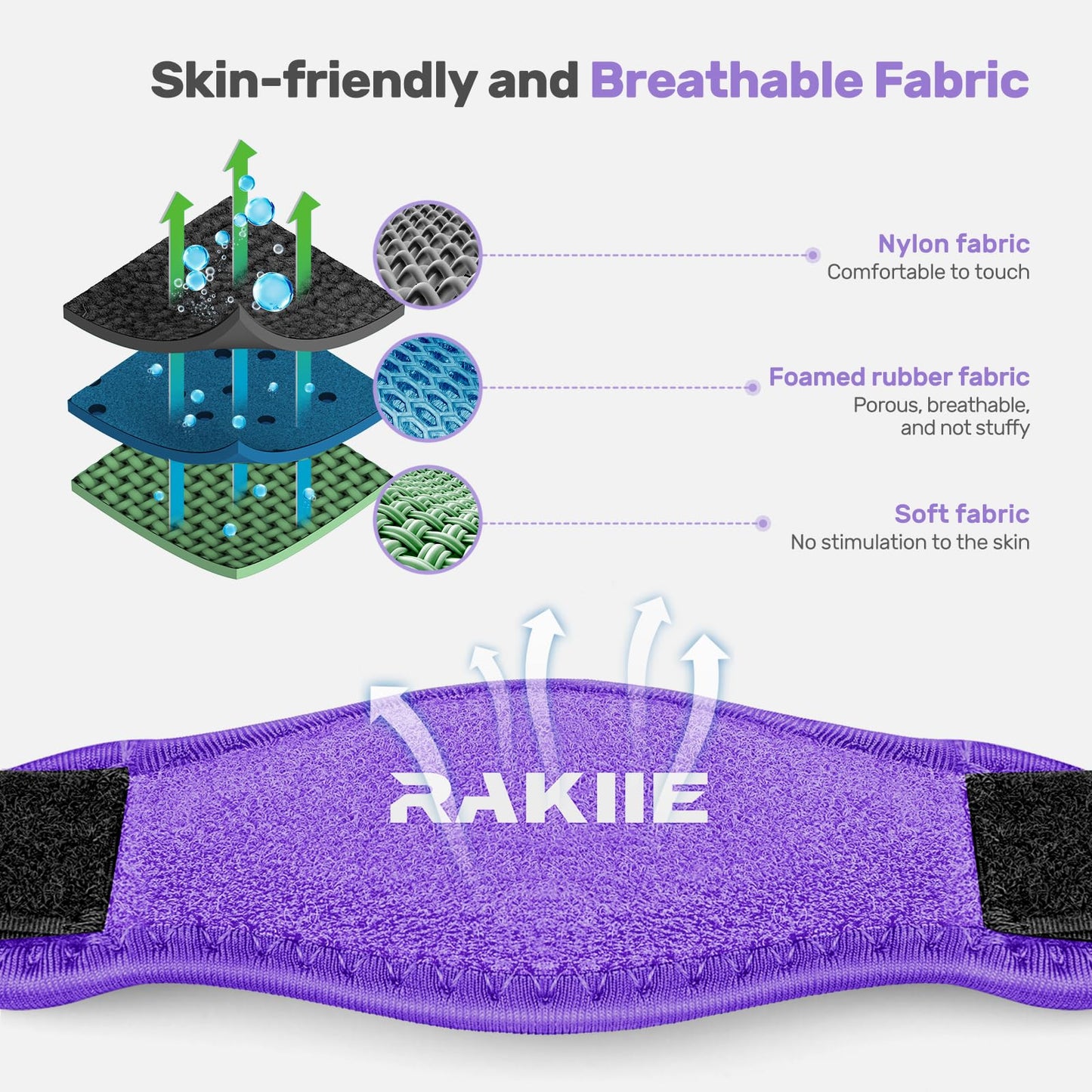 Rakiie 2 Pack Tennis Elbow Brace for Men Women, Adjustable Non-slip Golfer Elbow Strap with Support Compression Pad, Counterforce Brace for Sports, Fit 7.08-14.17", Purple