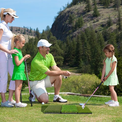 Golf Hitting Mat 24"x16"|24"x24" Tri-Turf Golf Practice Matt Outdoor Indoor Portable Training Matt Traint Aid Batting Turf Mat for Chipping, Driving and Full Swing Practice (24"x16")