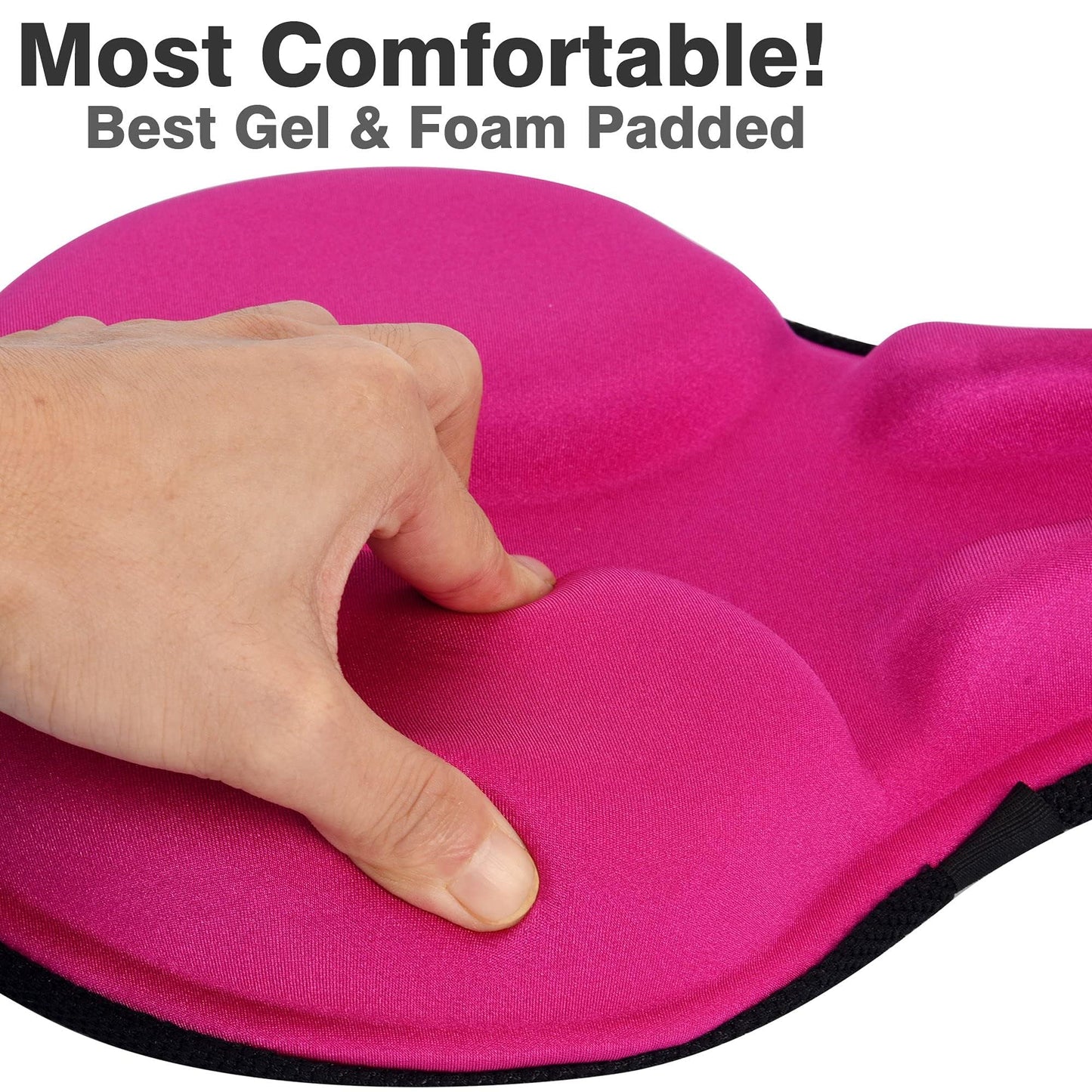 DAWAY C6 Large Comfy Cushioned Bicycle Seat Cover - Wide Gel & Memory Foam Padded Bike Saddle Cushion for Adults Youth Seniors, Fit for Peloton, Stationary Exercise, Cruiser, Mountain Road Bikes, Pink