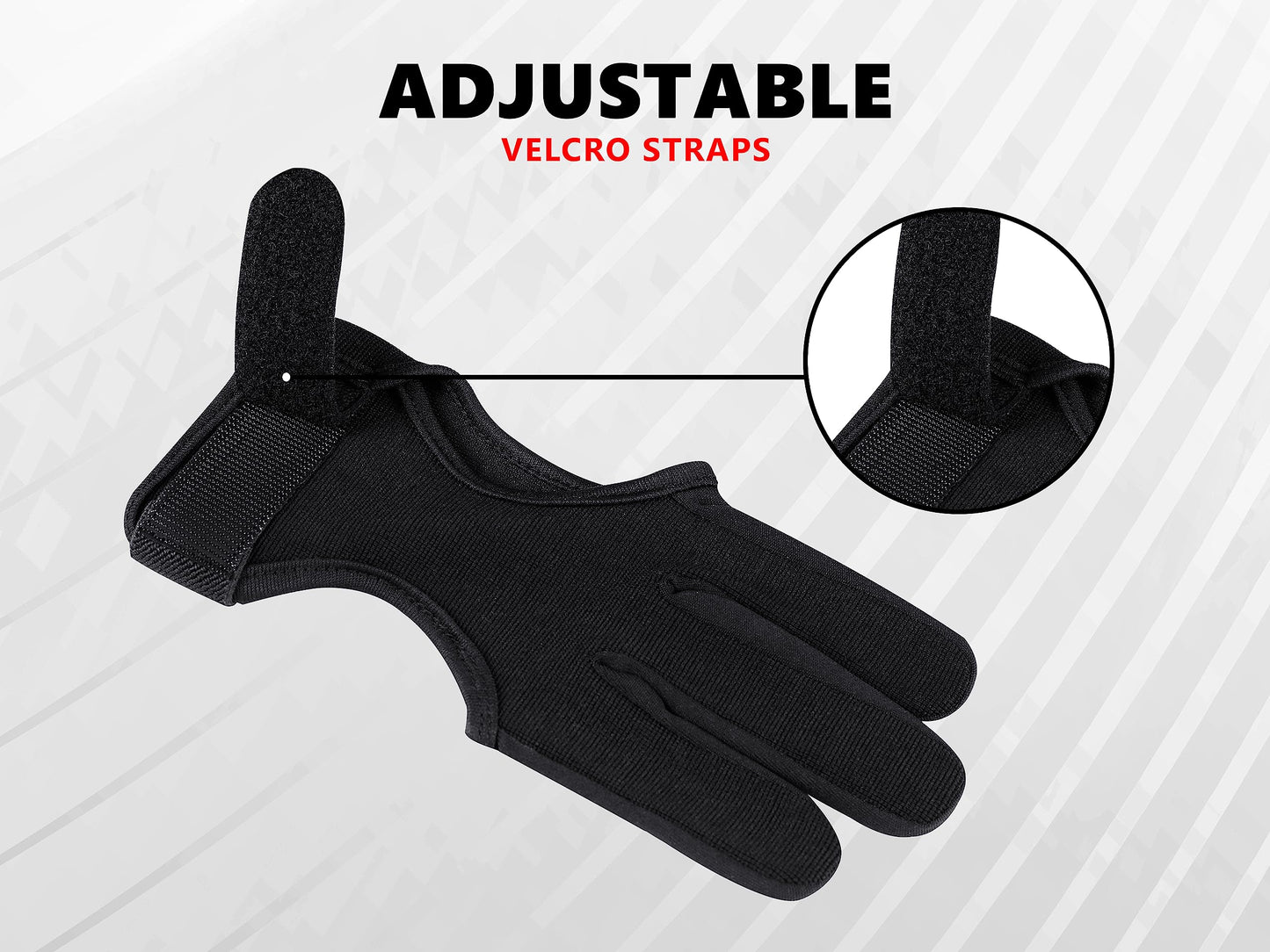 Mighty Musk Archery Glove Genuine Leather 3 Finger Protector for Recurve Bow Durable Shooting Gloves for Adult Archers (Black 4-Way Stretch Fabric, Medium)