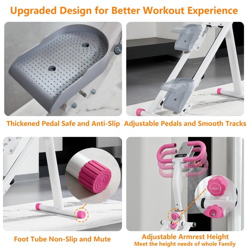 Stair Stepper for Home Gym Folding Vertical Climber Cardio Exercise Machine for Full Body Workout Machine, Adjustable Handlebar & Pedals, 300LBS Load (Pink)