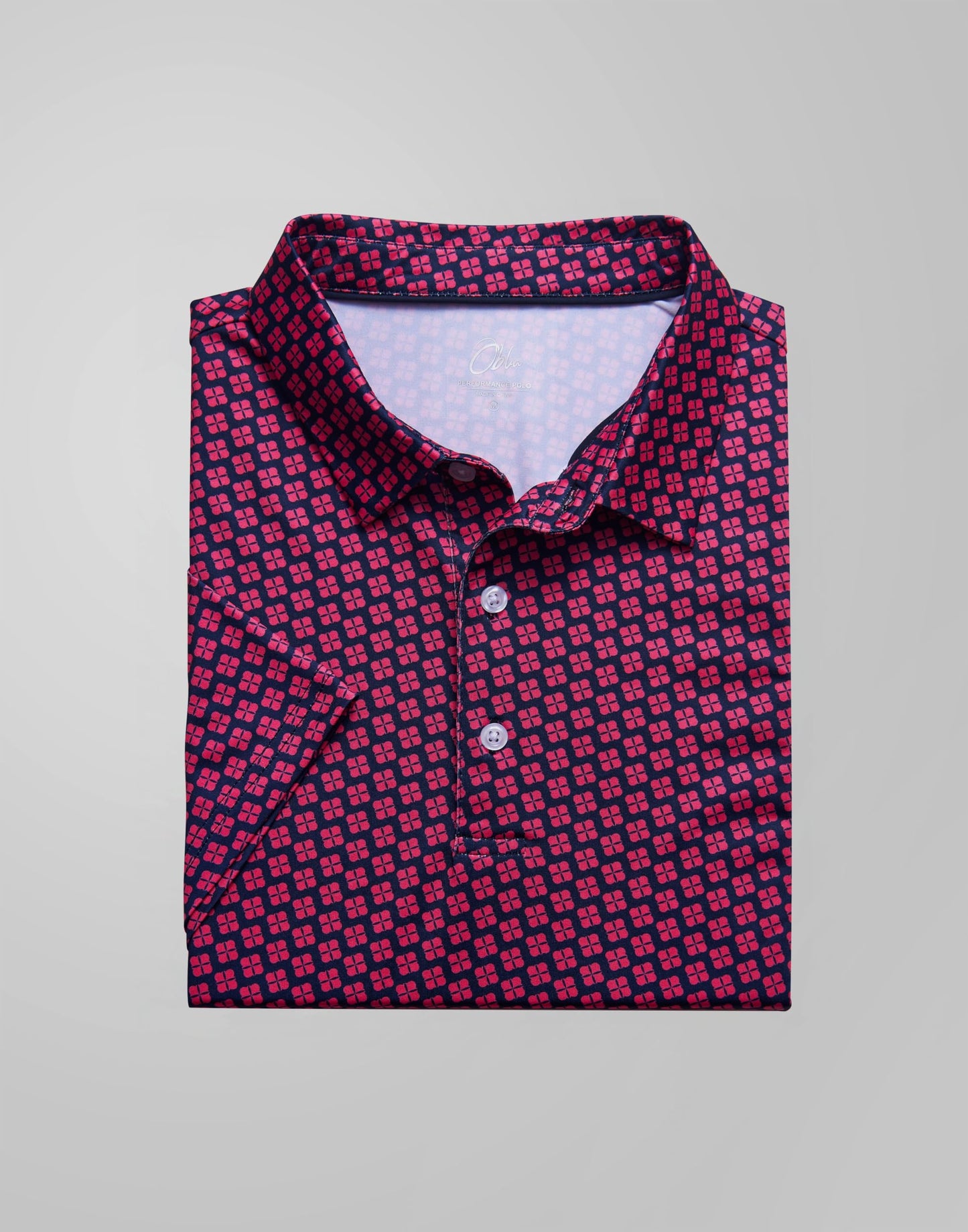 Obla Mens Golf Polo Shirts Short Sleeve Dry Fit Performance Moisture Wicking Casual Print Collared Golf Shirts for Men (Pink Flower_S)