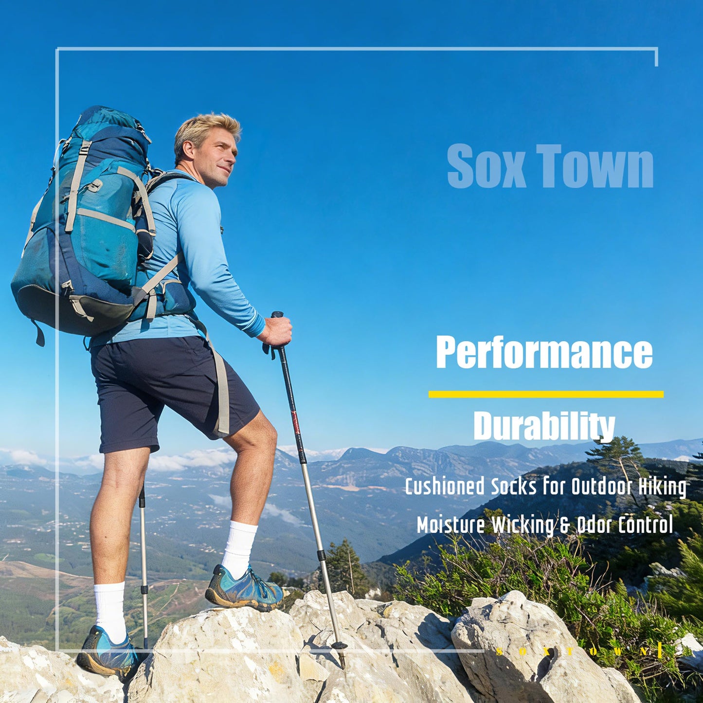 SOX TOWN Unisex Cushioned Crew Training Athletic Socks Men & Women with Combed Cotton Moisture Wicking Breathable Performance(Black M)