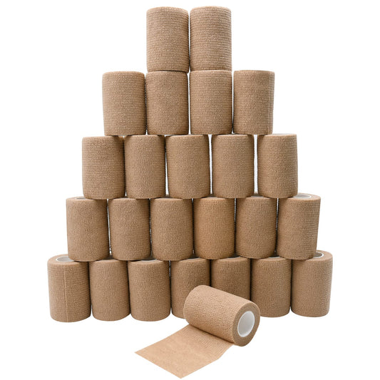 3" Self Adhesive Bandage Wraps, 24pcs Vet Wraps, Skin Color, 5 Yard Self Adherent Wraps for Sports, Wrist, Ankle and Swelling