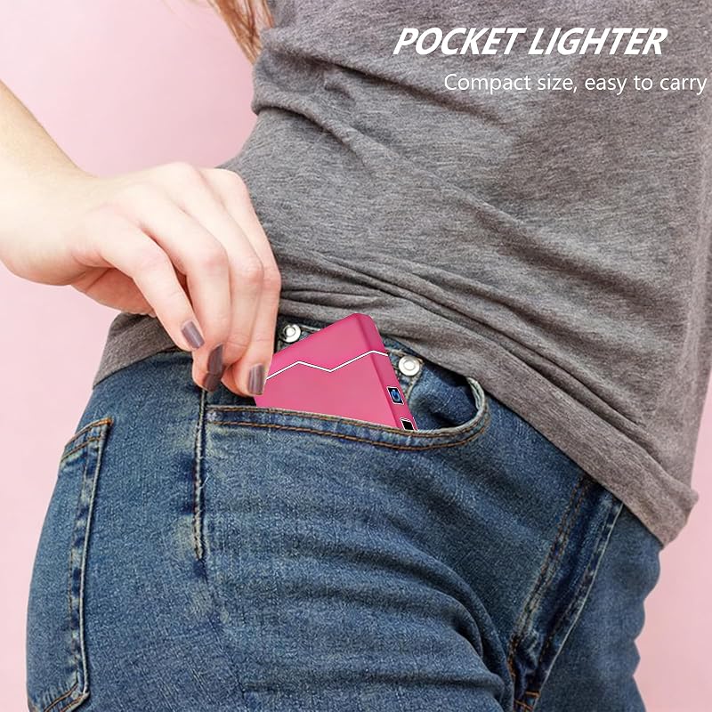Electric Pink Plasma Lighter – USB Rechargeable, Windproof Flameless Coil with Battery Indicator
