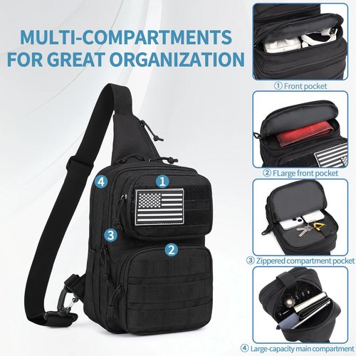 Wotony Tactical Crossbody Bag for Men - Durable Sling Bag with Cross Body Design EDC Shoulder bag