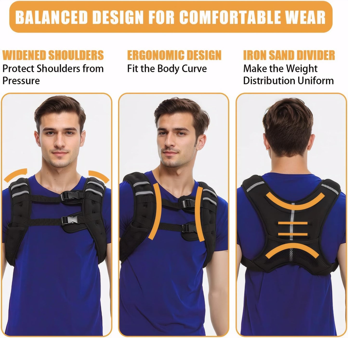 Weighted Vest Weighed Vest Women Men Kids, 16lb Body Weight Vest with Reflective Stripe, Adjustable Weighted Vest for Strength Training, Running, Walking, Workout, Jogging