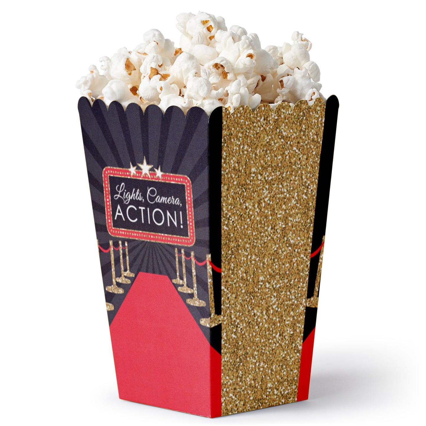 Big Dot of Happiness Red Carpet - Movie Night Party Favor Popcorn Treat Boxes, Like Being at the Theater, Small Party Favor - 12 Ct