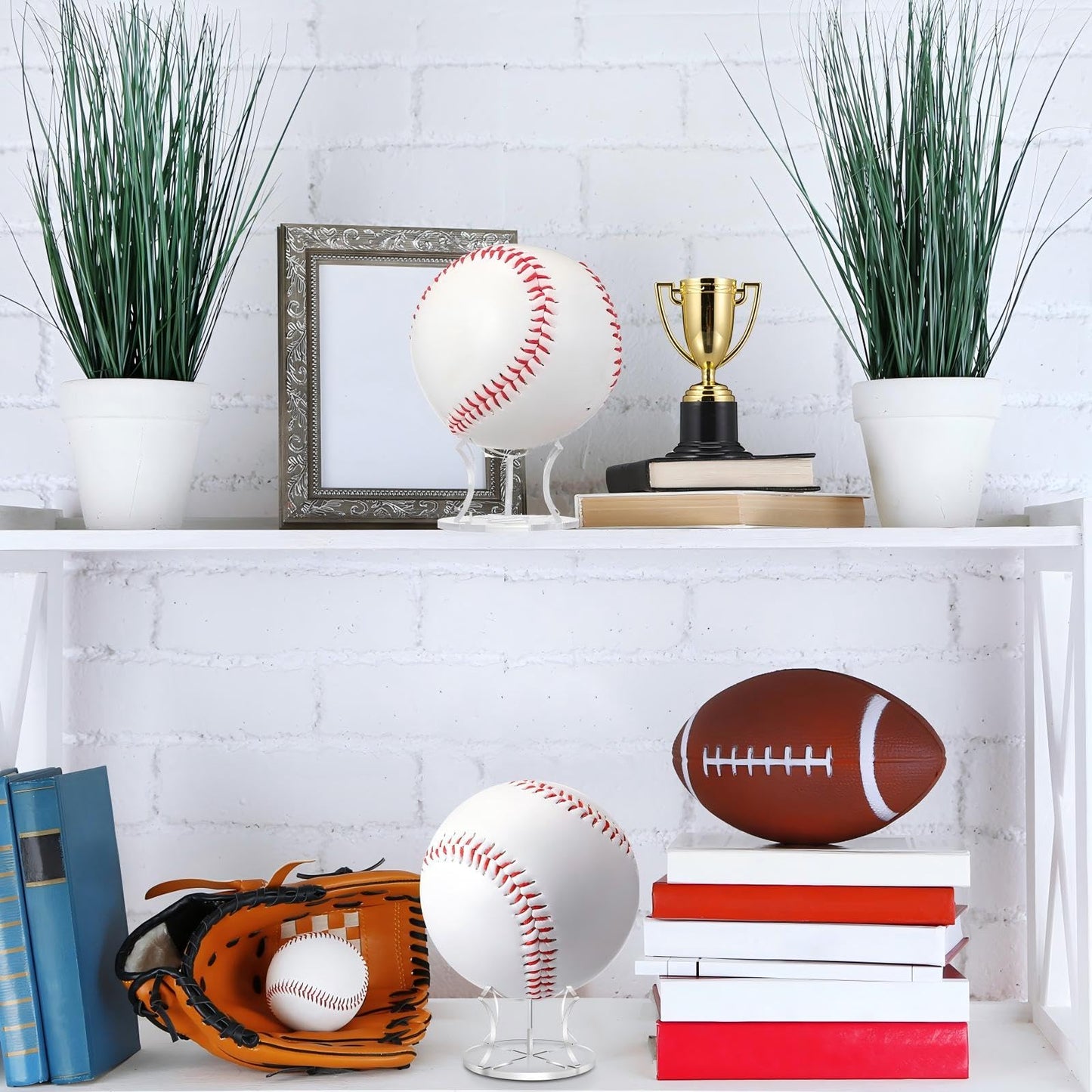 Mudder 12 Pack Baseball Display Stand, Acrylic Ball Display Holder Transparent Sports Balls Stand Holder Rack for Baseball, Golf Balls, Tennis Ball, Softball, Home Office Collection
