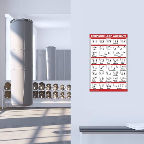 QUICKFIT Resistance Loop Bands Workout Poster - LAMINATED - Exercise Chart for Resistance Band Loops - 18" x 24"