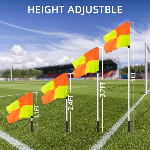Spring Loaded 5FT Corner Flags for Soccer Field Set with Storage Bag, Universal Adjustable Speed and Agility Training Equipment, Soccer Agility Poles-White
