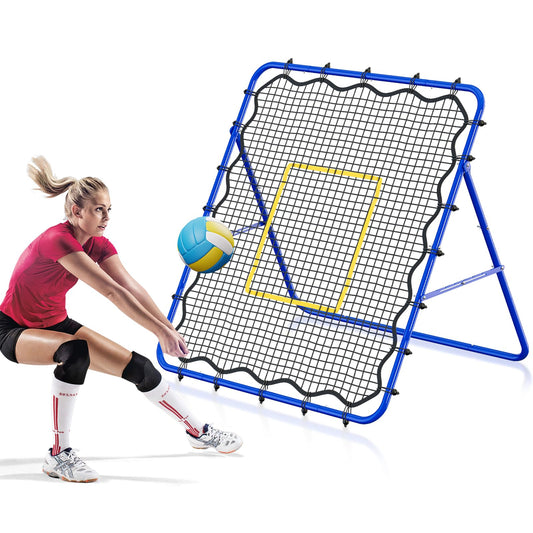 JIRTEMOT Volleyball's Rebounder, Volleyball Net System for Hitting, Blocking, Serving, Setting, Portable Volleyball Training Equipment with 6-Angle Quick Adjustments, 4.5x4FT